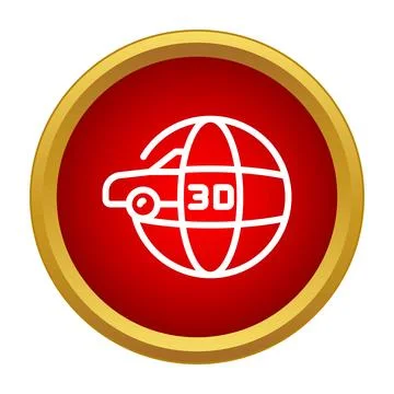 Car 3d model manufacturing technology icon on red button Illustration