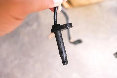 Car ABS Wheel Speed Sensor, Closeup Foto stock