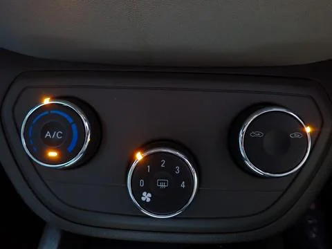 Car AC Control Panel with Air Conditioning and Heating System Stock Photos