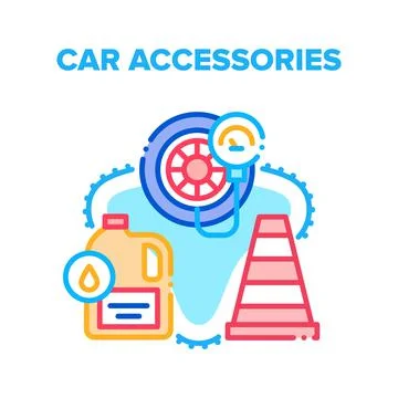 Car Accessories Vector Concept Color Illustration イラスト素材
