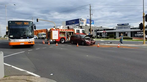 Car Accident at Busy Intersection 3 Stock Footage 125290530
