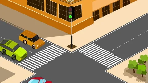 Car Accident at City Intersection, Animation of a car accident at an inters.. Stock Footage 317852473