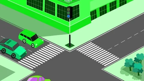 Car Accident at City Intersection, Animation of a car accident at an inters.. Stock Footage 317852482