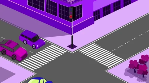 Car Accident at City Intersection, Animation of a car accident at an inters.. Stock Footage 317852507