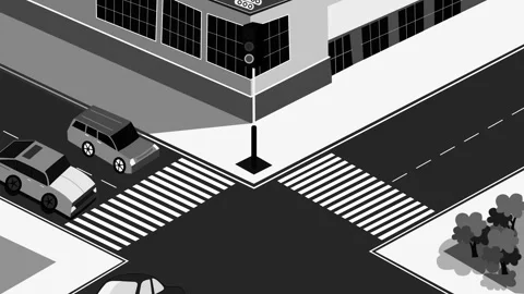 Car Accident at City Intersection, Animation of a car accident at an inters.. Stock Footage 317852518