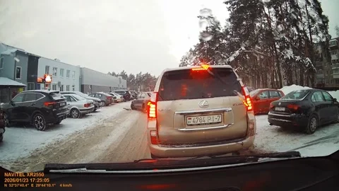 Car accident on cold winter day in city intersection Video stock 327475201
