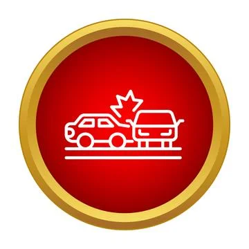 Car accident collision red button icon design Illustrazione stock