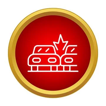Car accident collision red button icon concept Stock Illustration