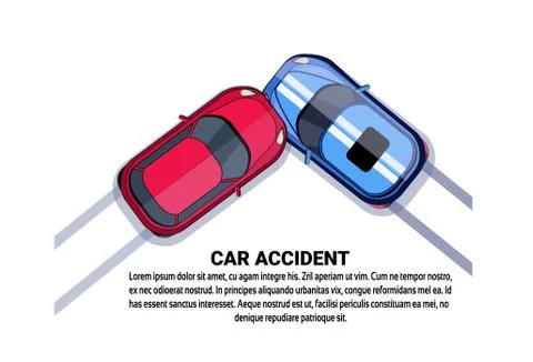 Car Accident Collision Top Angle View Over White Background With Copy Space Stock Illustration