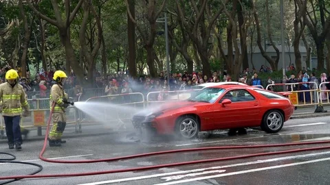 Car Accident on Fire Stock Footage 78572018