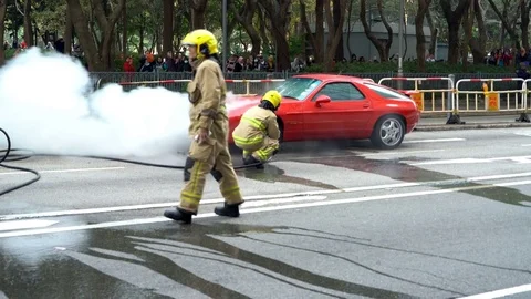 Car Accident Firemen Stock Footage 78572152