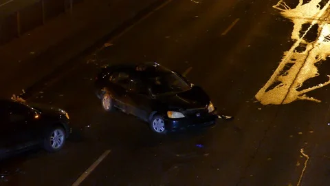 Car accident on the freeway Stock Footage 125242795