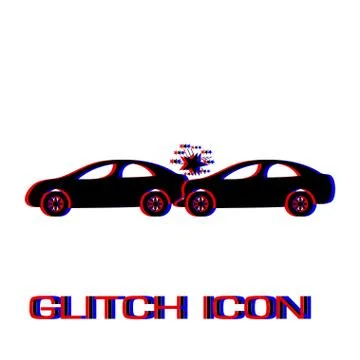 Car accident icon flat Stock Illustration