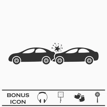 Car accident icon flat Illustrazione stock
