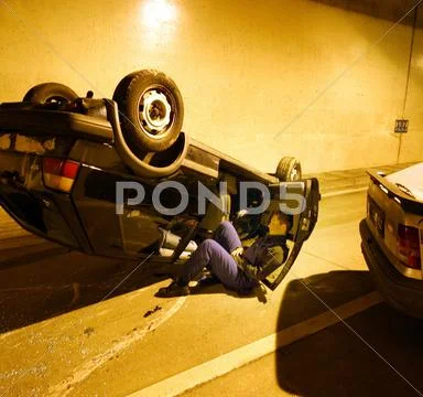 Car accident insurance danger dark discomfort Stock Photos