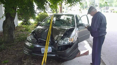 Car Accident with Power Lines Stock-Footage 39214166