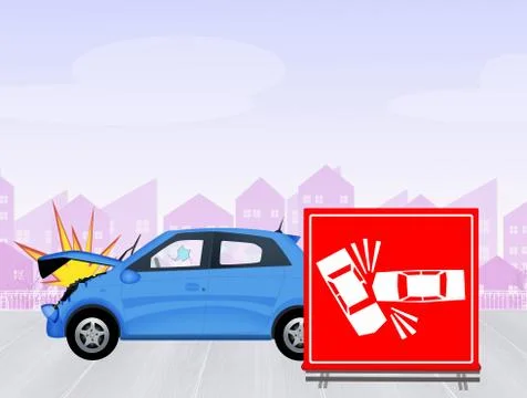 Car accident sign Stock Illustration
