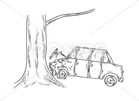 Car accident sketch Stock Illustration