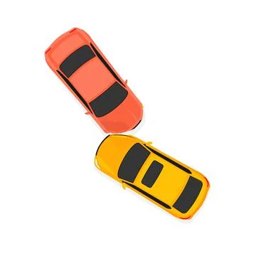 Car accident speed crash vector top view cartoon icon. Car crash concept Stock Illustration