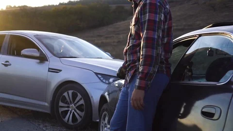 Car accident at sunset Stock Footage 97277893