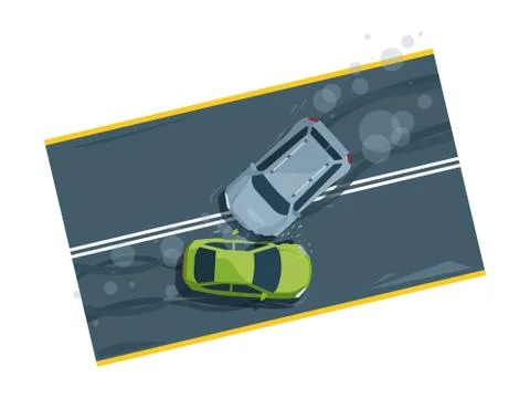 Car accident top view flat vector illustration Stock Illustration