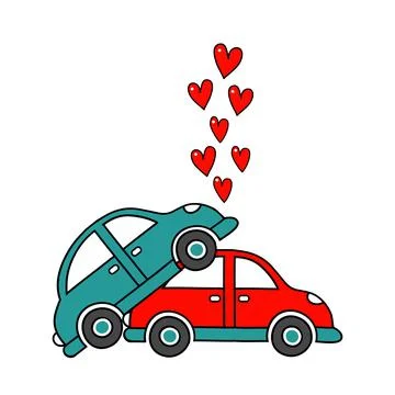 A car accident. Vector flat cartoon illustration. Stock Illustration