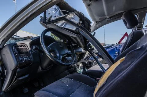 Car accident view from the inside Stock Photos