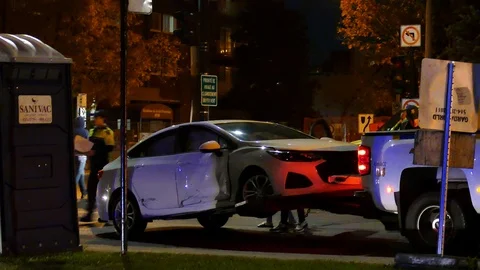 Car accidented on towing Stock Footage 120163170