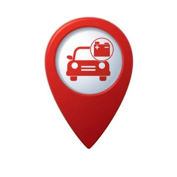 Car with accumulator icon red pointer Illustrazione stock