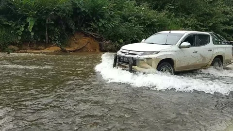 Car across the river Video stock 243627232