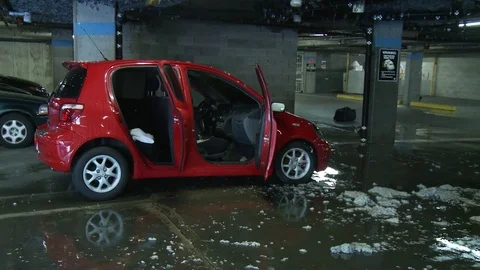 Car after fire, parking in a basement. Видео 76757904