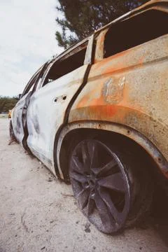 Car after fire Stock Photos