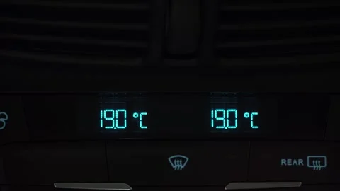 Car air conditioner decreasing temperature in cabin to low minimum degrees, Stock Footage 247713717
