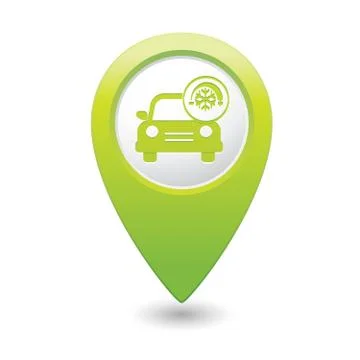 Car with air conditioner icon pointer green Stock Illustration