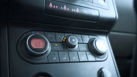 Car air conditioning adjusting temperature, climatronic, climate control Stock Footage