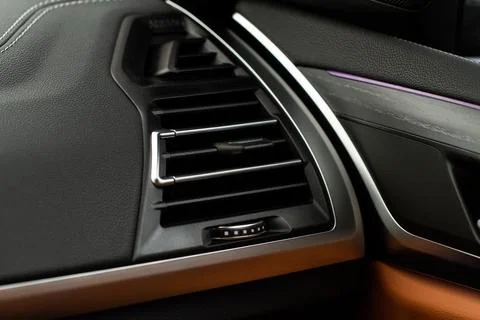 Car air conditioning close up view. The air conditioner flow inside the car.  Stock Photos