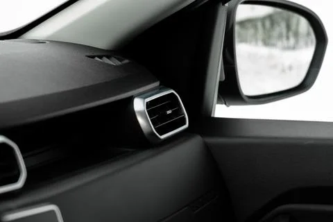Car air conditioning close up view. The air conditioner flow inside the car.  Stock Photos
