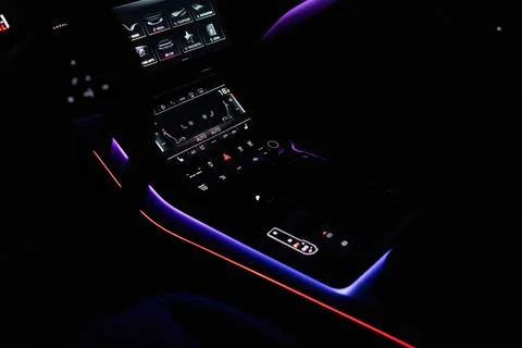 Car air conditioning control system with touchscreen. Hybrid car Interior view Stock Photos
