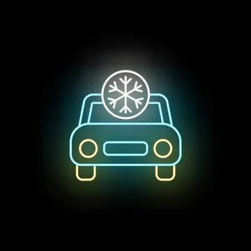 Car air conditioning system neon light icon Stock Illustration