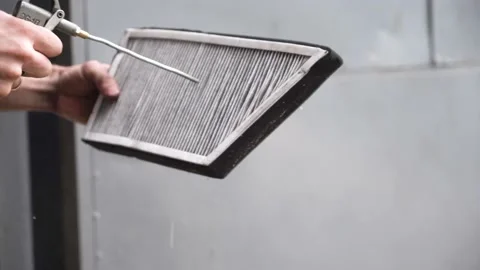 Car air filter cleaning. close-up. Stock Footage 204082278