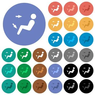 Car air flow direction head and foot round flat multi colored icons Stock Illustration