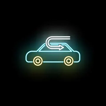 Car air recirculation system neon light icon Stock Illustration