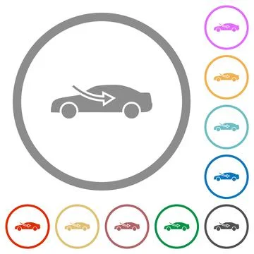 Car airflow adjustment external flat icons with outlines Stock Illustration