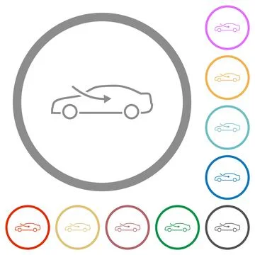 Car airflow adjustment external flat icons with outlines Stock Illustration