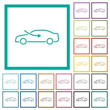 Car airflow adjustment external flat color icons with quadrant frames 스톡 일러스트