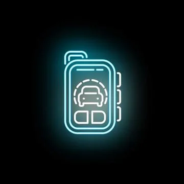 Car alarm remote control neon glow icon 스톡 일러스트