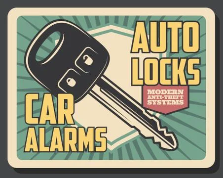 Car alarm security, remote control key Stock Illustration