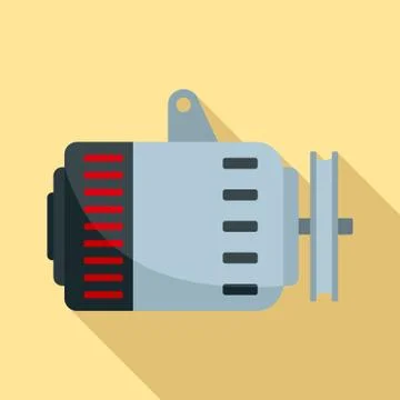 Car alternator icon, flat style Stock Illustration