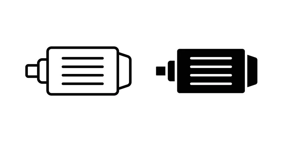 Car alternator icon linear versions pack on white background Stock Illustration