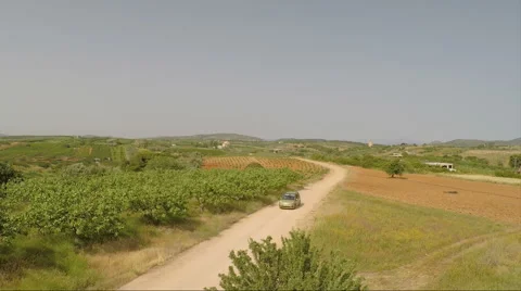 Car Among the Fields (1) Stock Footage 52604881